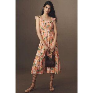 NWT The Peregrine Square-Neck Midi Dress By Anthropologie - Color: Pink